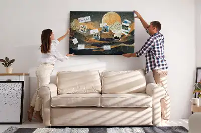 Abstract landscape cork memo board