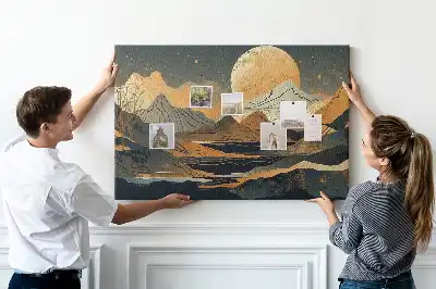Abstract landscape cork memo board