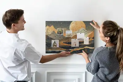 Abstract landscape cork memo board