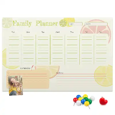 Printed Cork Memo Board Family planner