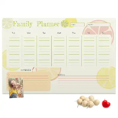 Printed Cork Memo Board Family planner