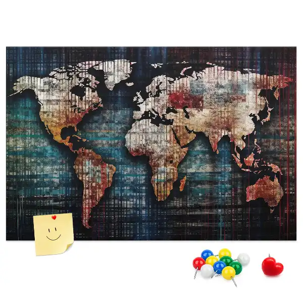 Linear map cork memo board