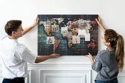 Linear map cork memo board