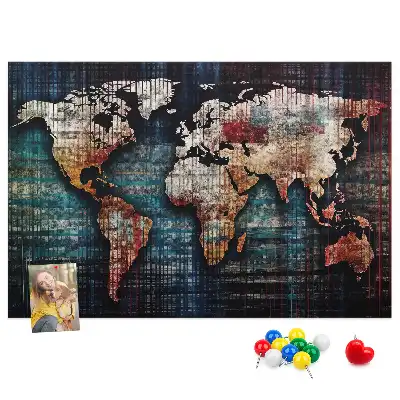 Linear map cork memo board