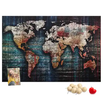 Linear map cork memo board