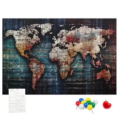 Linear map cork memo board