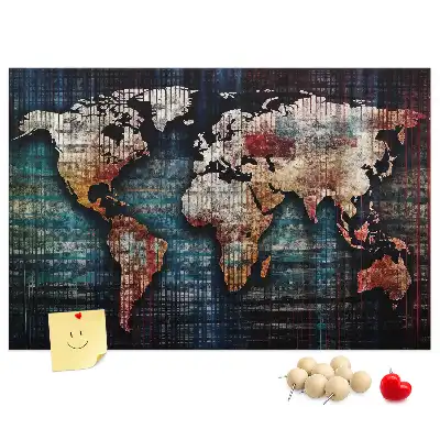 Linear map cork memo board