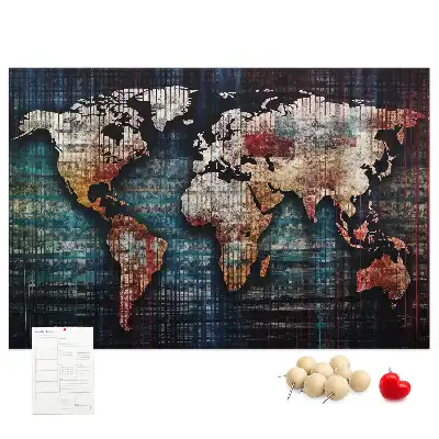 Linear map cork memo board