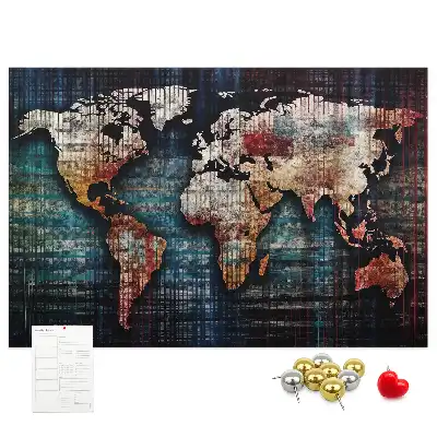 Linear map cork memo board