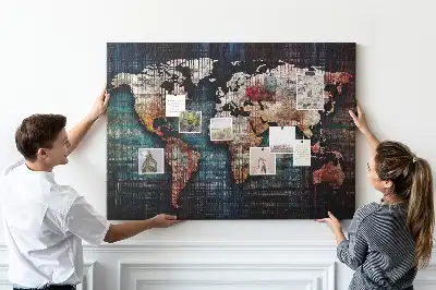 Linear map cork memo board