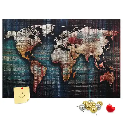 Linear map cork memo board