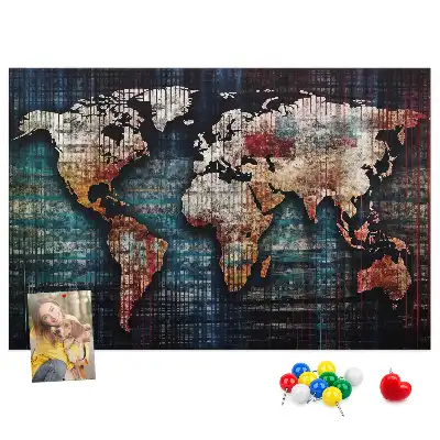 Linear map cork memo board