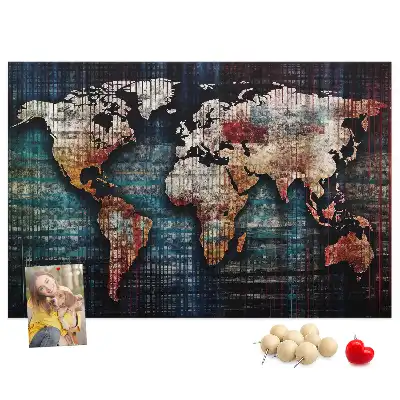 Linear map cork memo board