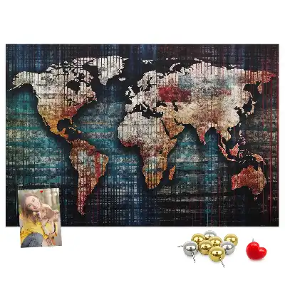 Linear map cork memo board