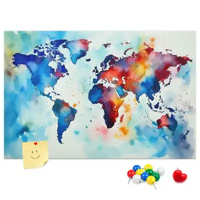 Printed Cork Memo Board Painted map