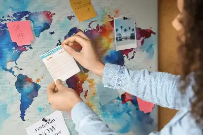 Printed Cork Memo Board with Painted Map Design