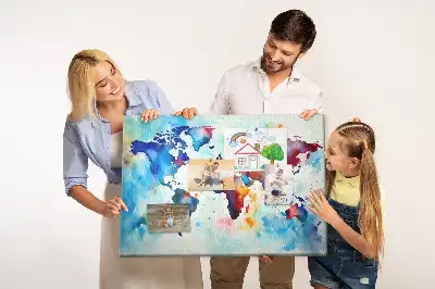 Printed Cork Memo Board Painted map