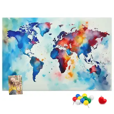 Printed Cork Memo Board Painted map