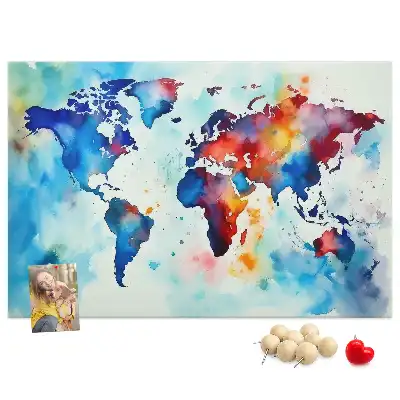 Printed Cork Memo Board Painted map