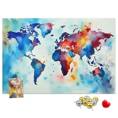 Printed Cork Memo Board Painted map