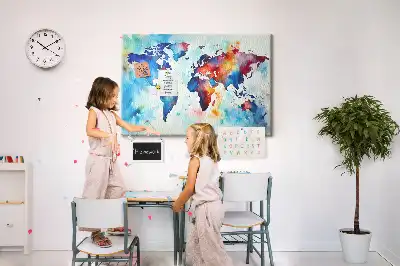 Printed Cork Memo Board Painted map
