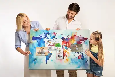 Printed Cork Memo Board Painted map