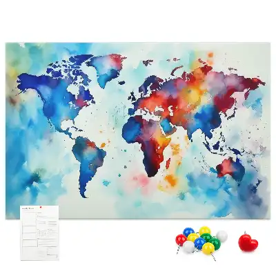 Printed Cork Memo Board Painted map