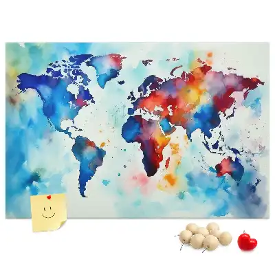 Printed Cork Memo Board Painted map