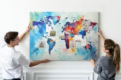Printed Cork Memo Board with Painted Map Design