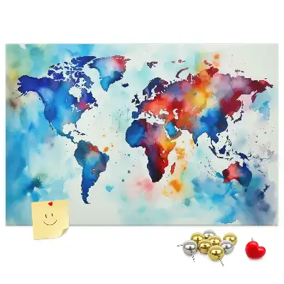 Printed Cork Memo Board with Painted Map Design