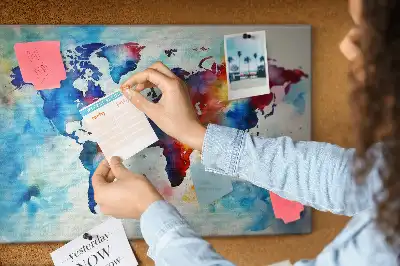 Printed Cork Memo Board Painted map