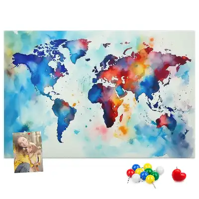 Printed Cork Memo Board Painted map
