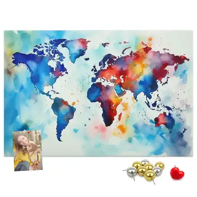 Printed Cork Memo Board with Painted Map Design