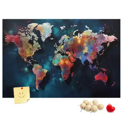 Abstract Map Cork Memo Board