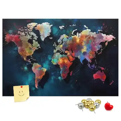 Abstract Map Cork Memo Board