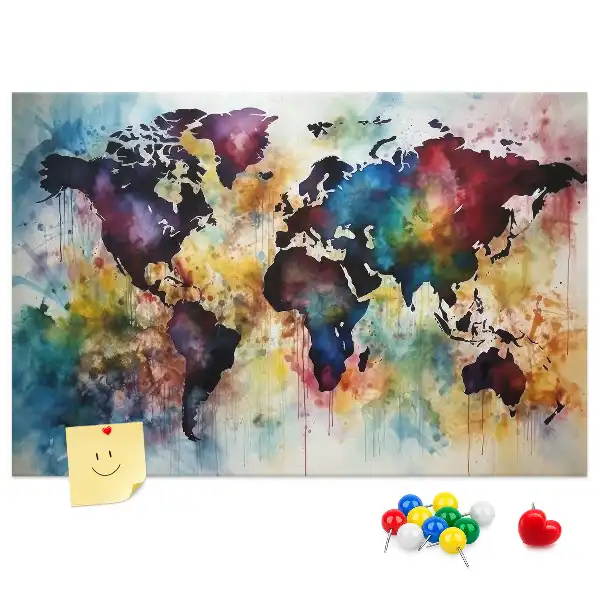 Printed Cork Board Watercolor map