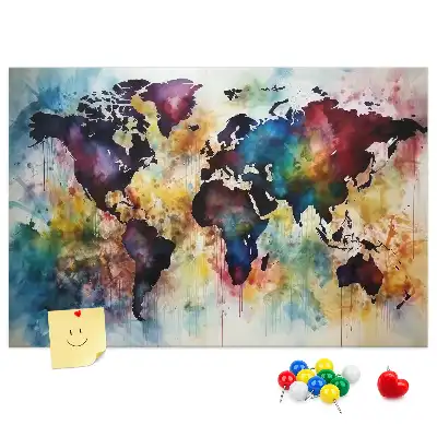 Watercolor Map Printed Cork Board