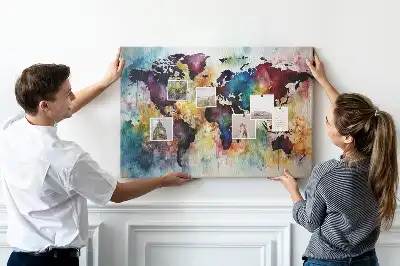 Watercolor Map Printed Cork Board