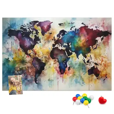 Printed Cork Board Watercolor map