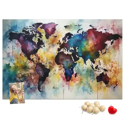 Watercolor Map Printed Cork Board