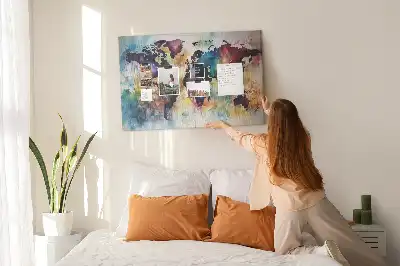 Watercolor Map Printed Cork Board