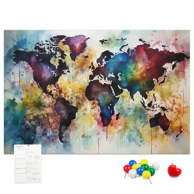 Watercolor Map Printed Cork Board