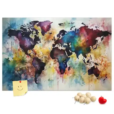 Watercolor Map Printed Cork Board