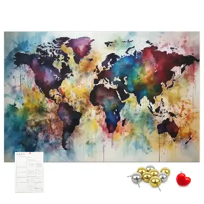 Watercolor Map Printed Cork Board