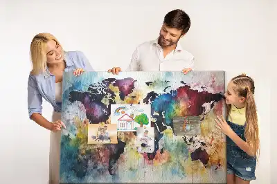 Watercolor Map Printed Cork Board