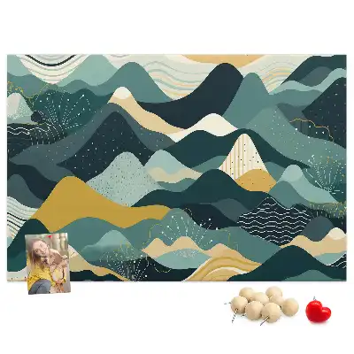 Printed Cork Board with Illustrative Mountains
