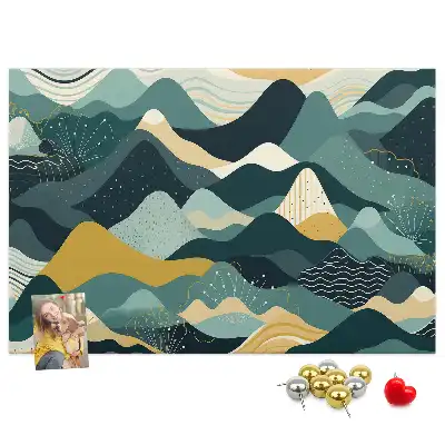 Printed Cork Board with Illustrative Mountains
