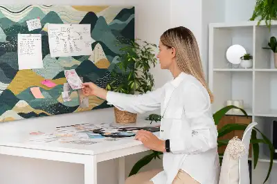 Printed Cork Board with Illustrative Mountains