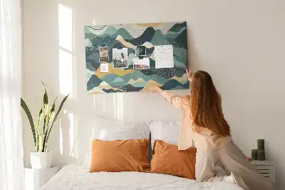 Printed Cork Board with Illustrative Mountains