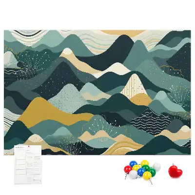Printed Cork Board with Illustrative Mountains